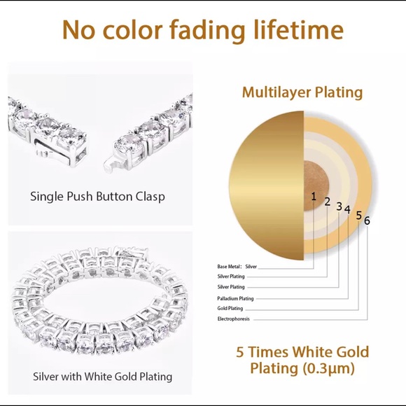 Unisex S925 4mm White Sapphire Tennis Bracelet - Picture 4 of 8